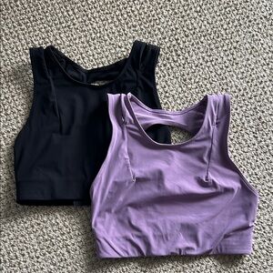 Lululemon Set of Two Athletic Crop Tops - Black & Lavender